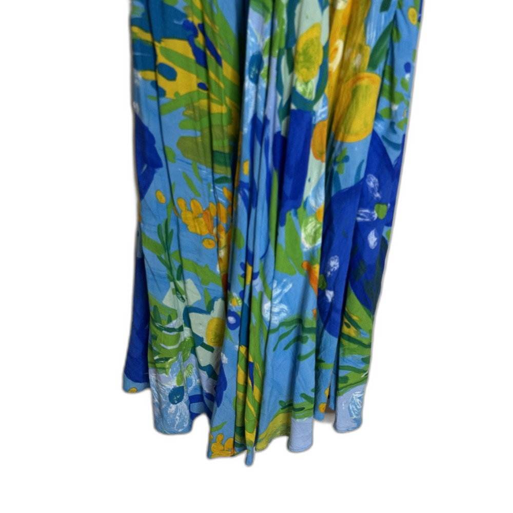 Jams World Dress Womens Large Blue Wonderland Floral Hawaiian Boho Sundress - Picture 11 of 11